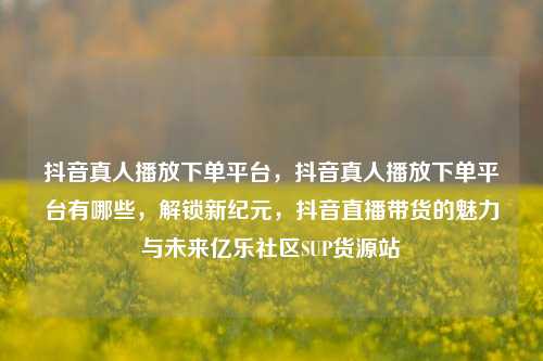 抖音真人播放下单平台，抖音真人播放下单平台有哪些	，解锁新纪元，抖音直播带货的魅力与未来亿乐社区SUP货源站  第1张