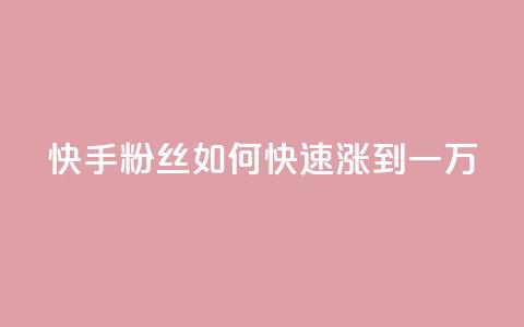 快手粉丝如何快速涨到一万 - 如何迅速增加快手粉丝至一万~  第1张 快手粉丝如何快速涨到一万 - 如何迅速增加快手粉丝至一万~  第1张