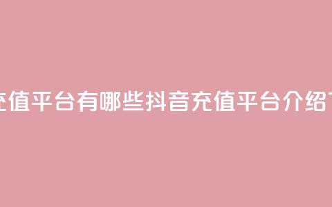 抖音充值平台有哪些(抖音充值平台介绍)  第1张 抖音充值平台有哪些(抖音充值平台介绍)  第1张
