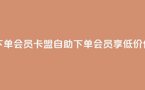 卡盟低价自助下单会员 - 卡盟自助下单会员享低价优惠指南！  第1张