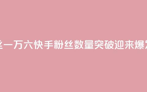 快手粉丝一万六(快手粉丝数量突破16K，迎来爆发式增长)  第1张