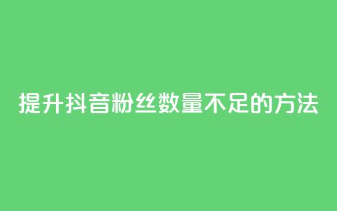 提升抖音粉丝数量不足500的方法  第1张 提升抖音粉丝数量不足500的方法  第1张