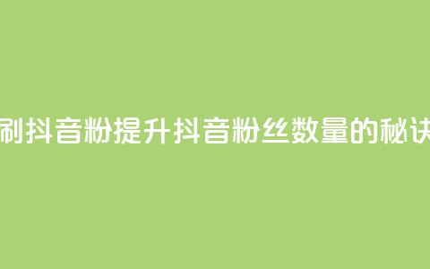 刷抖音粉(提升抖音粉丝数量的秘诀)  第1张 刷抖音粉(提升抖音粉丝数量的秘诀)  第1张