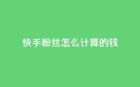 快手粉丝怎么计算的钱 - 快手粉丝数量如何影响收入分析~  第1张 快手粉丝怎么计算的钱 - 快手粉丝数量如何影响收入分析~  第1张
