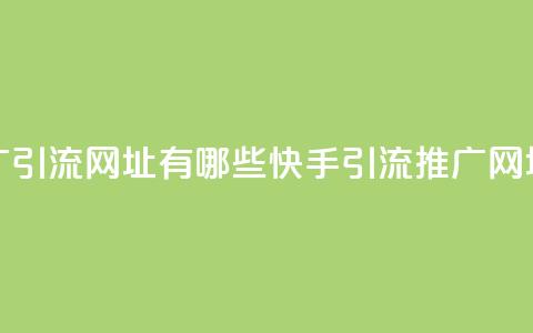 快手推广引流网址有哪些(快手引流推广网址有哪些-精选) 第1张 快手推广引流网址有哪些(快手引流推广网址有哪些-精选) 第1张