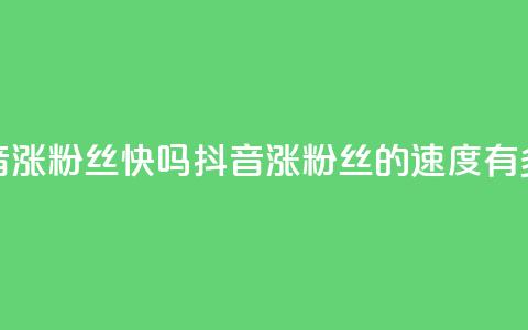抖音涨粉丝快吗(抖音涨粉丝的速度有多快?)  第1张 抖音涨粉丝快吗(抖音涨粉丝的速度有多快?)  第1张