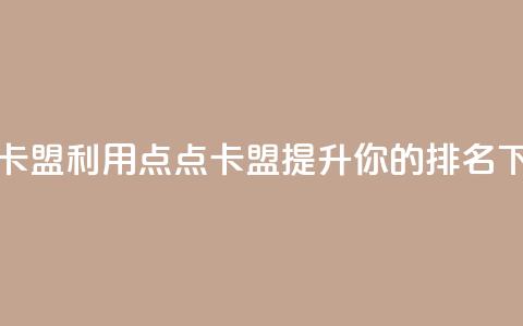 点点卡盟 - 利用点点卡盟提升你的SEO排名。  第1张