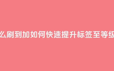 qq标签怎么刷到99加 - 如何快速提升QQ标签至99等级!  第1张