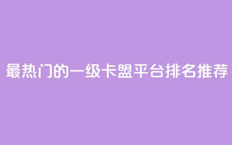最热门的一级卡盟平台排名推荐  第1张