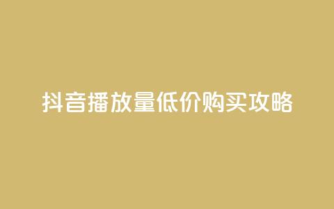 抖音播放量低价购买攻略 第1张 抖音播放量低价购买攻略 第1张