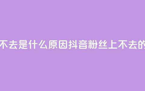 抖音粉丝上不去是什么原因(抖音粉丝上不去的原因)  第1张