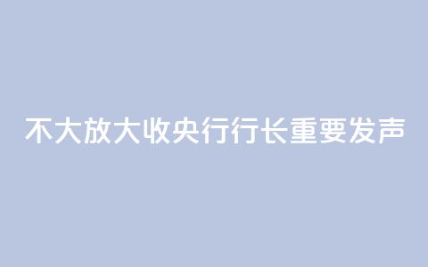 “不大放大收” 央行行长重要发声  第1张