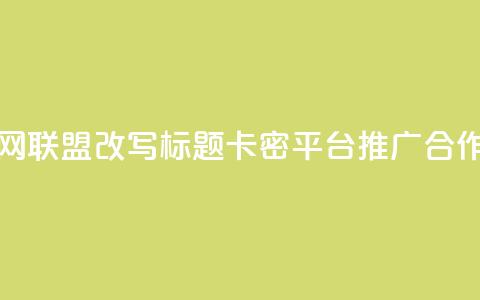 发卡网联盟改写标题:卡密平台推广合作介绍  第1张 发卡网联盟改写标题:卡密平台推广合作介绍  第1张
