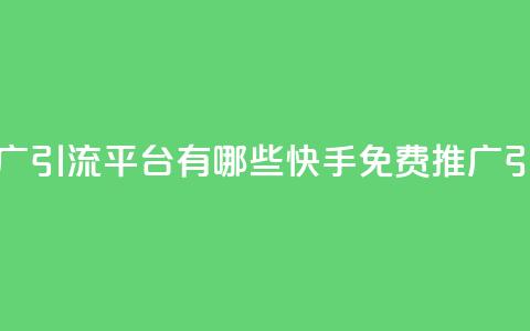 快手免费推广引流平台有哪些(快手免费推广引流平台汇总)  第1张 快手免费推广引流平台有哪些(快手免费推广引流平台汇总)  第1张