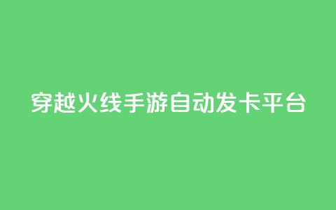 穿越火线手游自动发卡平台 - 穿越火线手游发卡平台自动发卡服务优势!  第1张 穿越火线手游自动发卡平台 - 穿越火线手游发卡平台自动发卡服务优势!  第1张