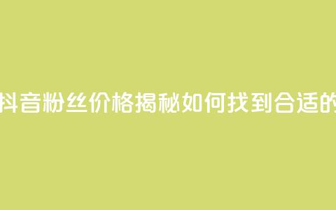 抖音粉丝的价格 - 抖音粉丝价格揭秘：如何找到合适的购买方式！  第1张