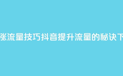 抖音涨流量技巧(抖音提升流量的秘诀)  第1张