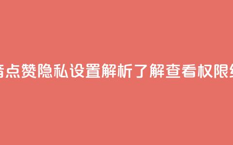 抖音点赞隐私设置解析	，了解查看权限细节  第1张