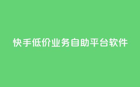 快手低价业务自助平台软件 - 快手推出低价自助平台软件助力业务发展!  第1张 快手低价业务自助平台软件 - 快手推出低价自助平台软件助力业务发展!  第1张