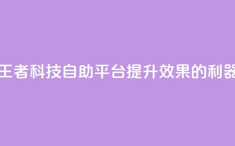 王者科技自助平台:提升SEO效果的利器  第1张 王者科技自助平台:提升SEO效果的利器  第1张