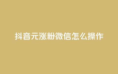 抖音1元涨粉1000，微信怎么操作？  第1张