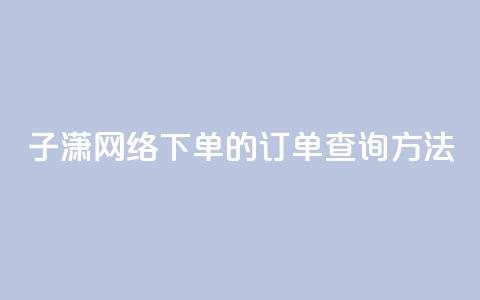 子潇网络下单的订单查询方法 - 子潇网络订单查询方法详解!  第1张 子潇网络下单的订单查询方法 - 子潇网络订单查询方法详解!  第1张