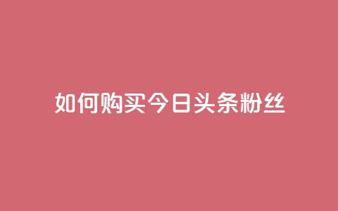 如何购买今日头条粉丝  第1张 如何购买今日头条粉丝  第1张