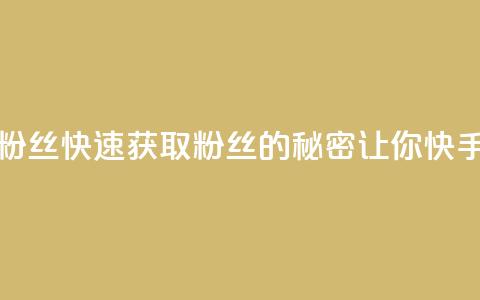 快手如何快速拥有1w粉丝 - 快速获取1w粉丝的秘密，让你快手上名声大噪！!  第1张