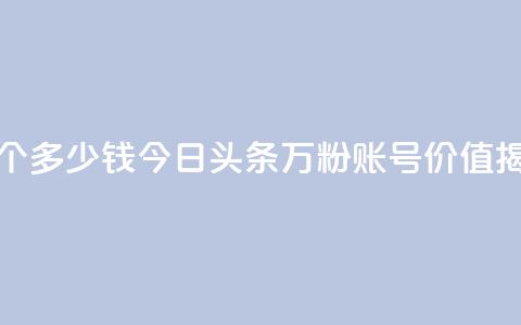 今日头条万粉账号一个多少钱 - 今日头条万粉账号价值揭秘	，价格是多少~  第1张