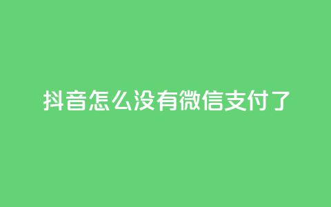 抖音怎么没有微信支付了 - 抖音为何移除了微信支付功能？！  第1张