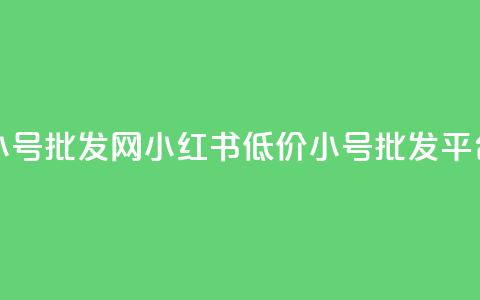 小红书低价小号批发网 - 小红书低价小号批发平台推荐~  第1张