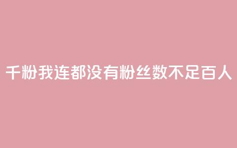 1千粉我连100都没有(粉丝数不足百人)  第1张 1千粉我连100都没有(粉丝数不足百人)  第1张