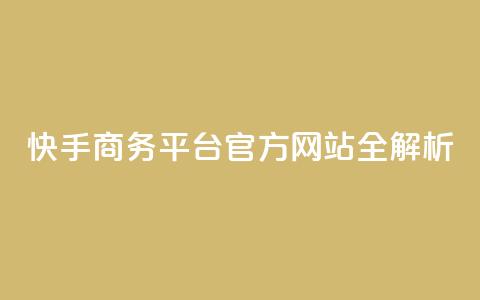 快手商务平台官方网站全解析  第1张
