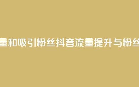 抖音如何增加流量和吸引粉丝(抖音流量提升与粉丝吸引技巧) 第1张 抖音如何增加流量和吸引粉丝(抖音流量提升与粉丝吸引技巧) 第1张