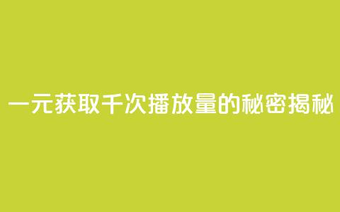 一元获取千次播放量的秘密揭秘  第1张 一元获取千次播放量的秘密揭秘  第1张