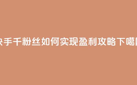 快手千粉丝如何实现盈利攻略 第1张 快手千粉丝如何实现盈利攻略 第1张