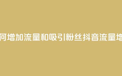抖音如何增加流量和吸引粉丝(抖音流量增长秘籍) 第1张 抖音如何增加流量和吸引粉丝(抖音流量增长秘籍) 第1张