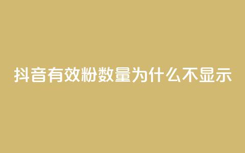 抖音有效粉数量为什么不显示 - 为何抖音有效粉丝数量不显示?!  第1张 抖音有效粉数量为什么不显示 - 为何抖音有效粉丝数量不显示?!  第1张