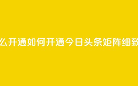 今日头条矩阵怎么开通 - 如何开通今日头条矩阵？细致解析步骤~  第1张