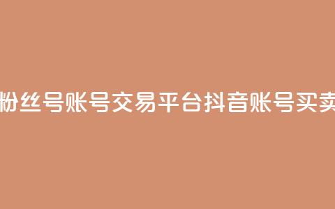 抖音粉丝号账号交易平台(抖音账号买卖平台)  第1张 抖音粉丝号账号交易平台(抖音账号买卖平台)  第1张