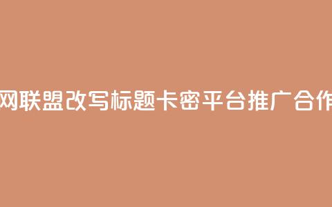 发卡网联盟改写标题：卡密平台推广合作介绍  第1张