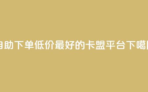 自助下单低价——最好的卡盟平台  第1张 自助下单低价——最好的卡盟平台  第1张
