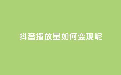 抖音播放量如何变现呢 - 如何利用抖音播放量实现盈利?~  第1张 抖音播放量如何变现呢 - 如何利用抖音播放量实现盈利?~  第1张