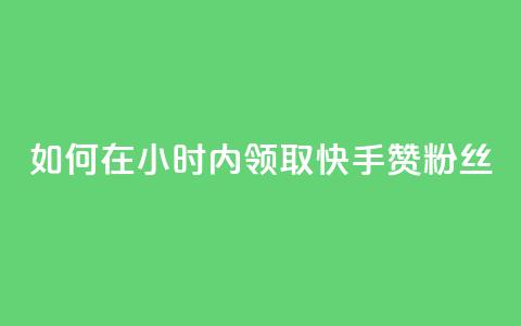 如何在24小时内领取快手赞粉丝?  第1张 如何在24小时内领取快手赞粉丝?  第1张