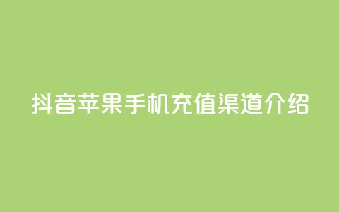 抖音苹果手机充值渠道介绍  第1张 抖音苹果手机充值渠道介绍  第1张
