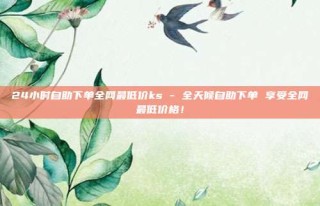 24小时自助下单全网最低价ks - 全天候自助下单 享受全网最低价格!