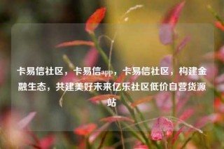 卡易信社区,卡易信app,卡易信社区,构建金融生态,共建美好未来亿乐社区低价自营货源站