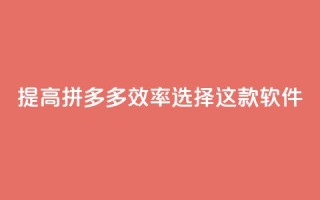 提高拼多多效率,选择这款软件!
