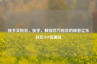 快手买粉丝,快手,解锁百万粉丝的秘密亿乐社区SUP货源站