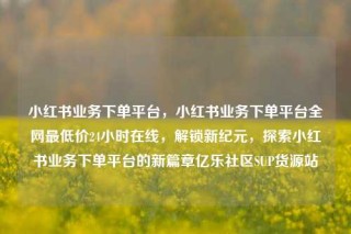 小红书业务下单平台,小红书业务下单平台全网最低价24小时在线,解锁新纪元,探索小红书业务下单平台的新篇章亿乐社区SUP货源站